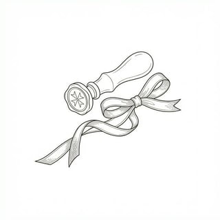 Hand-drawn illustration of a wax seal with ribbon