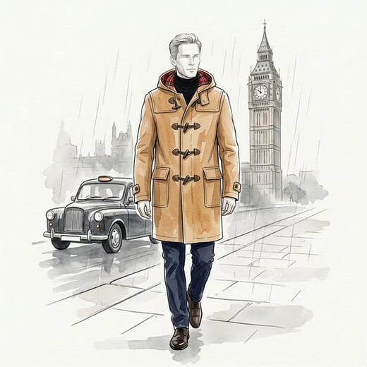 Duffle coat line illustration